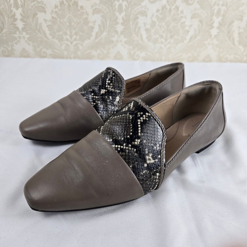 Rockport Women's Size 10 Dover Grey Aniumal Print Slip On Leather Loafer